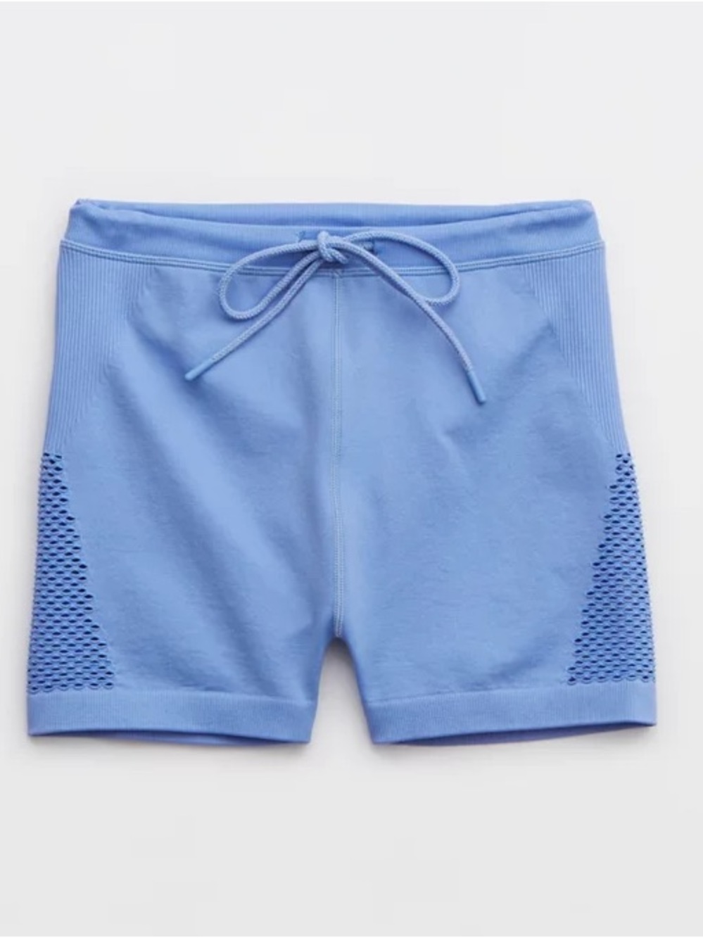 Aerie OFFLINE blue bike shorts with drawstring and mesh detail
